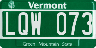 VT license plate LQW073