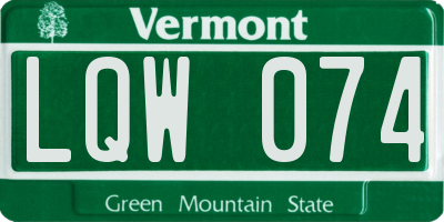 VT license plate LQW074
