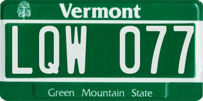 VT license plate LQW077