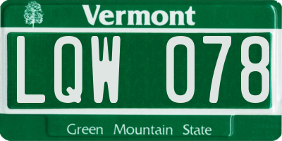 VT license plate LQW078