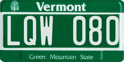 VT license plate LQW080