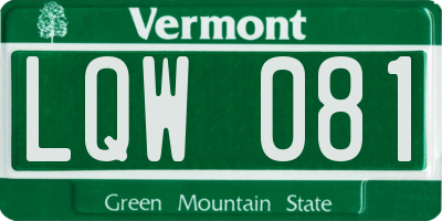 VT license plate LQW081