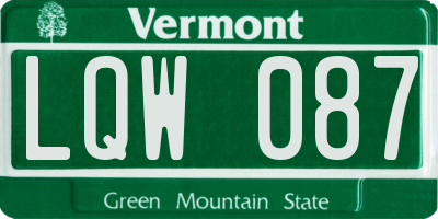 VT license plate LQW087