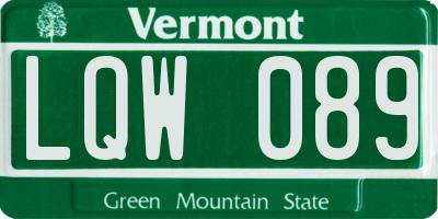VT license plate LQW089