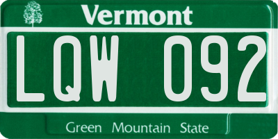 VT license plate LQW092