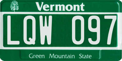 VT license plate LQW097