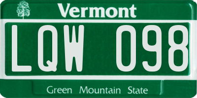 VT license plate LQW098