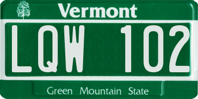 VT license plate LQW102