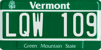 VT license plate LQW109