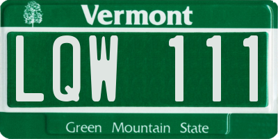 VT license plate LQW111