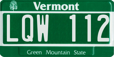 VT license plate LQW112