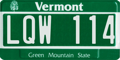 VT license plate LQW114