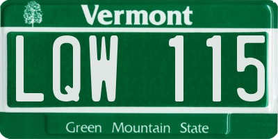 VT license plate LQW115