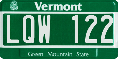 VT license plate LQW122