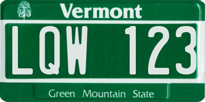 VT license plate LQW123
