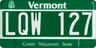 VT license plate LQW127