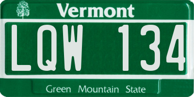 VT license plate LQW134