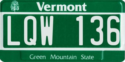 VT license plate LQW136
