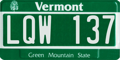 VT license plate LQW137
