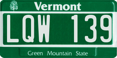 VT license plate LQW139