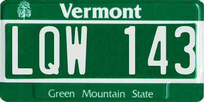 VT license plate LQW143