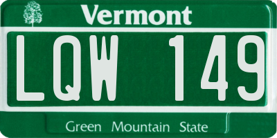 VT license plate LQW149