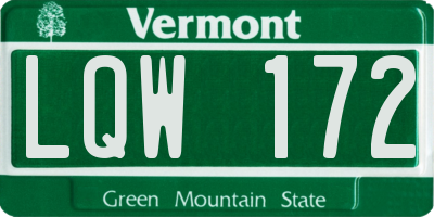 VT license plate LQW172