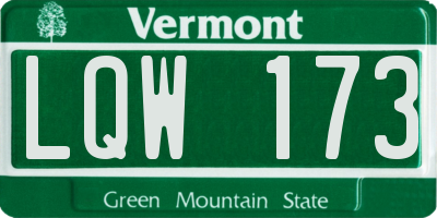 VT license plate LQW173
