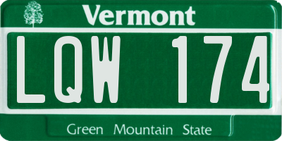 VT license plate LQW174