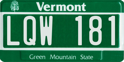 VT license plate LQW181