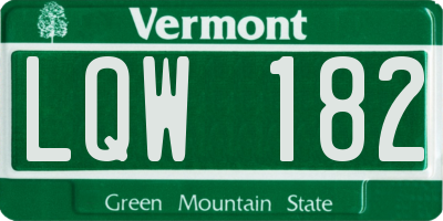 VT license plate LQW182