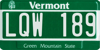 VT license plate LQW189