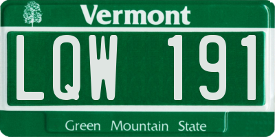 VT license plate LQW191