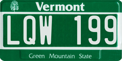 VT license plate LQW199