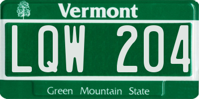 VT license plate LQW204