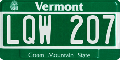 VT license plate LQW207