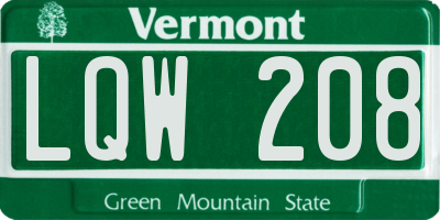 VT license plate LQW208