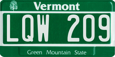 VT license plate LQW209