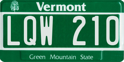 VT license plate LQW210