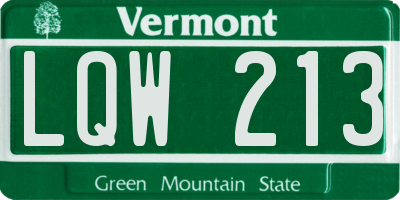 VT license plate LQW213