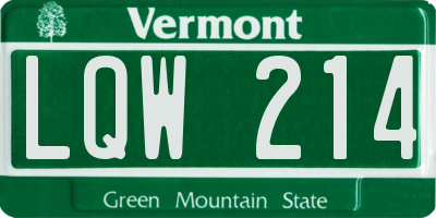 VT license plate LQW214