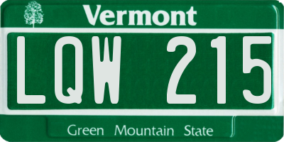 VT license plate LQW215