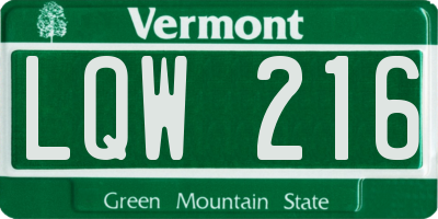 VT license plate LQW216