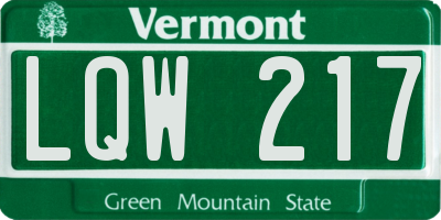 VT license plate LQW217