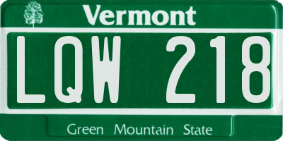VT license plate LQW218