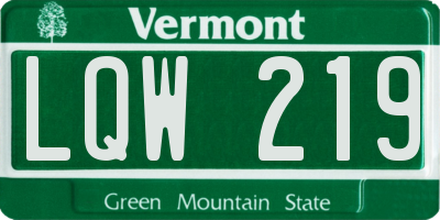 VT license plate LQW219