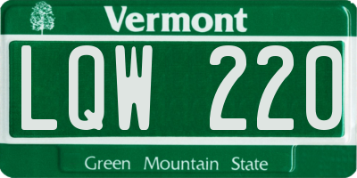 VT license plate LQW220