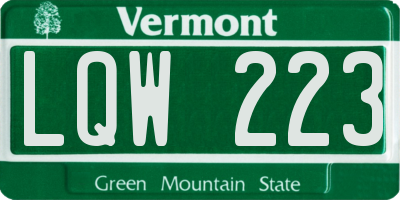 VT license plate LQW223