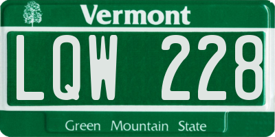 VT license plate LQW228