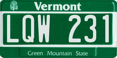 VT license plate LQW231